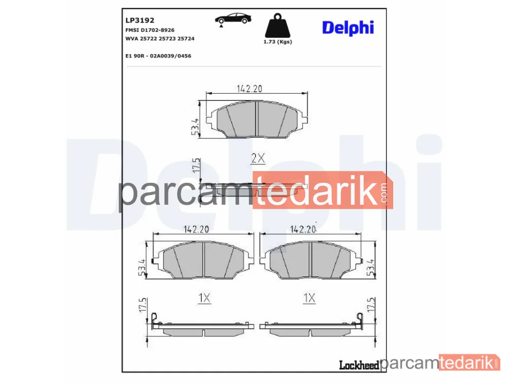 DELPHI LP3192 | Fren Balatası — Chevrolet AVEO Hatchback, Chevrolet AVEO Sedan