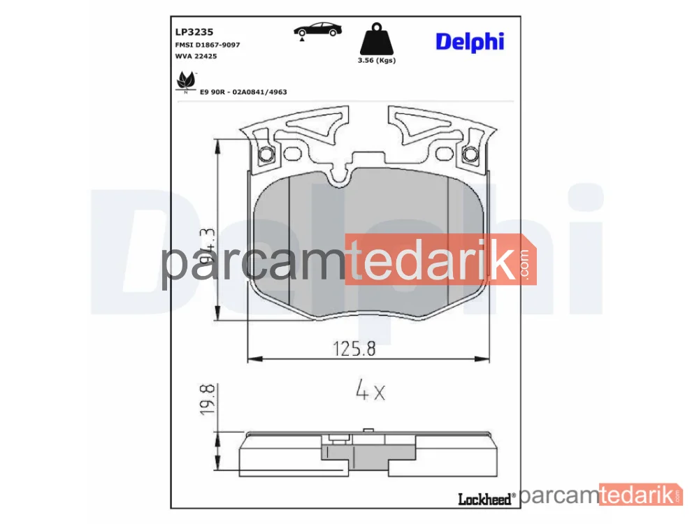 DELPHI LP3235 | Fren Balatası — BMW 3, BMW 3 Touring, BMW 3 Touring Van