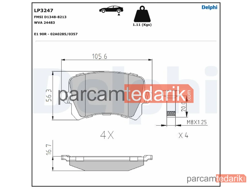 DELPHI LP3247 | Fren Balatası — Audi A6 C6, Audi A6 C6 Avant, Audi Q3