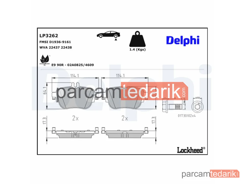 DELPHI LP3262 | Fren Balatası — Mercedes-Benz CLS, Mercedes-Benz E-Serisi, Mercedes-Benz E-Serisi All-Terrain