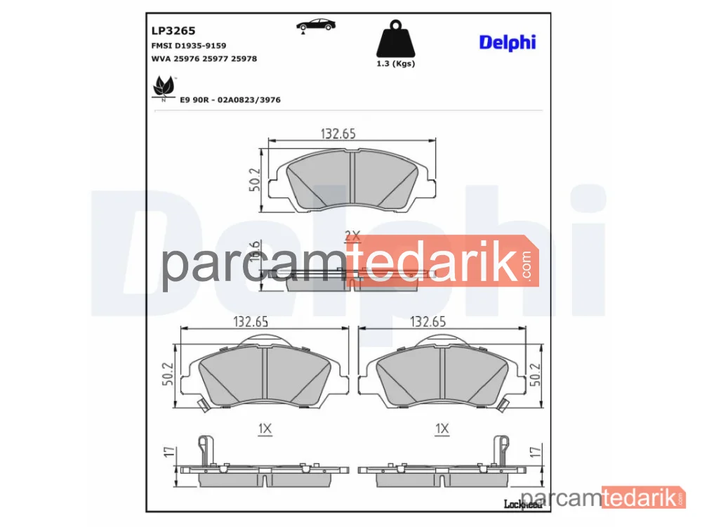 DELPHI LP3265 | Fren Balatası — Hyundai i10 II, Hyundai i10 III