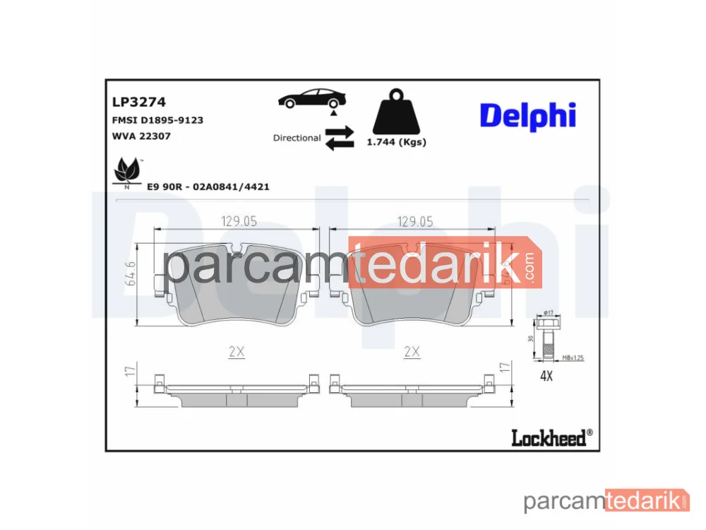 DELPHI LP3274 | Fren Balatası — Audi A6 Allroad C8, Audi A6 C8, Audi A6 C8 Avant