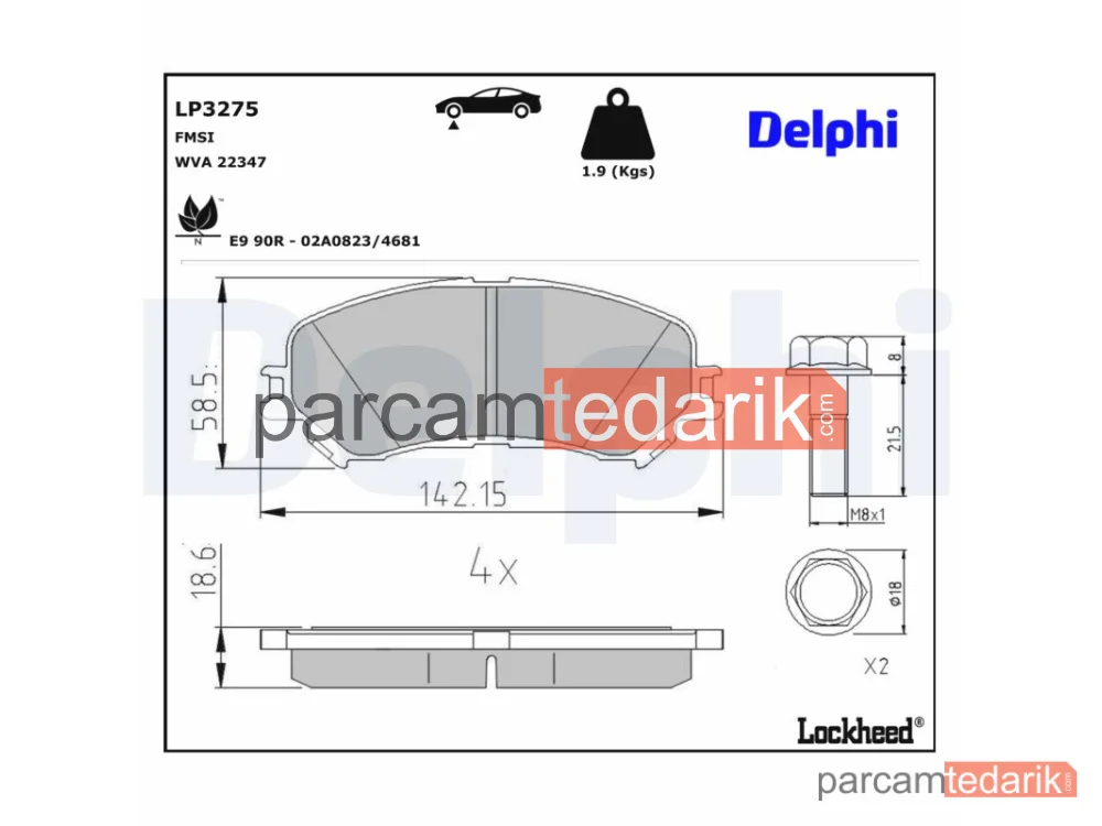 DELPHI LP3275 | Fren Balatası — Renault Espace V, Renault GRAND SCÉNIC IV, Renault Megane IV Grandtour