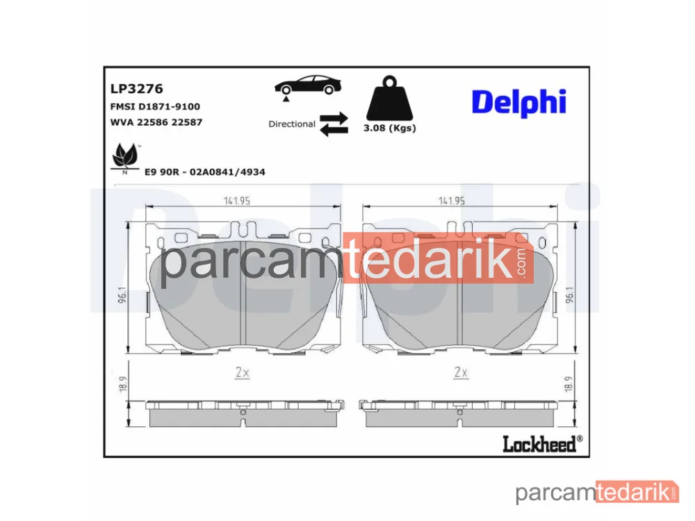 DELPHI LP3276 | Fren Balatası — Mercedes-Benz CLS, Mercedes-Benz C-Serisi, Mercedes-Benz C-Serisi Cabrio