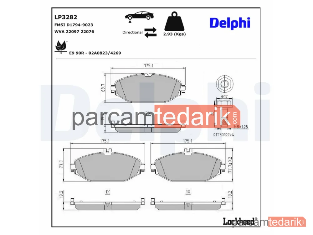 DELPHI LP3282 | Fren Balatası — Mercedes-Benz CLS, Mercedes-Benz C-Serisi, Mercedes-Benz C-Serisi Cabrio
