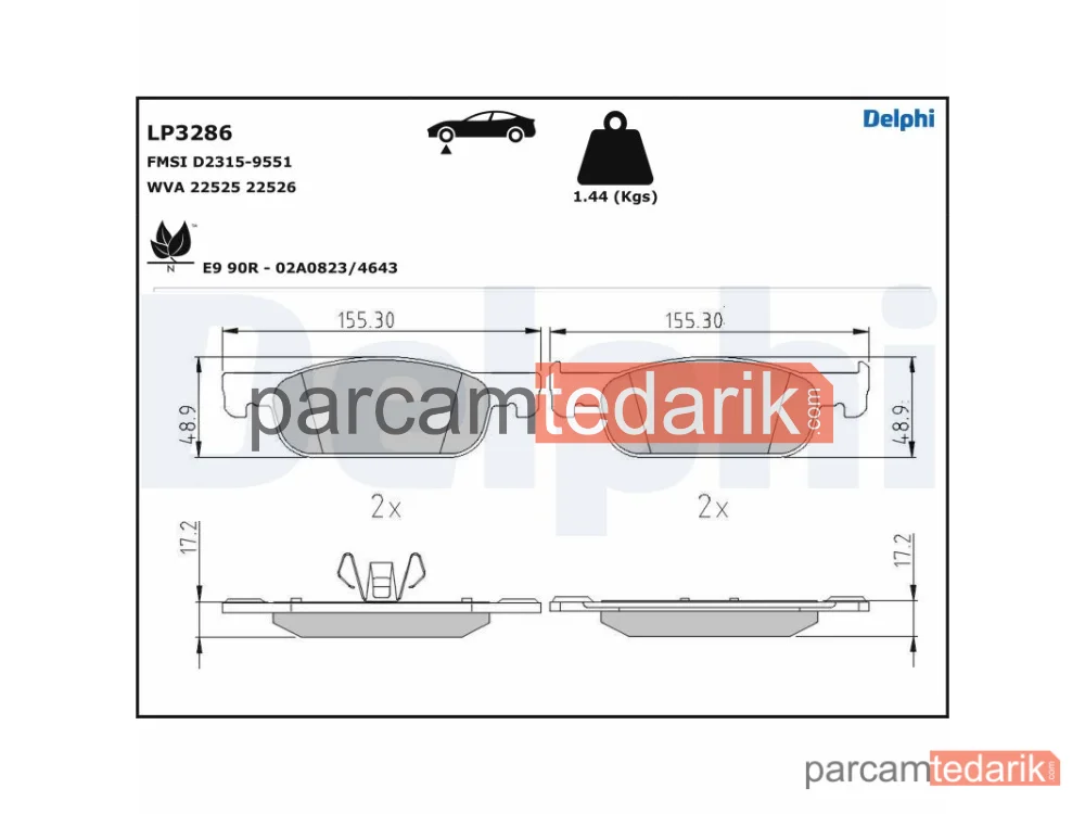 DELPHI LP3286 | Fren Balatası — Dacia Logan II, Dacia Logan MCV II, Dacia Sandero