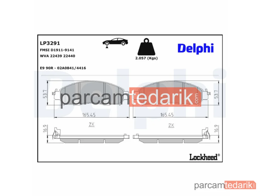 DELPHI LP3291 | Fren Balatası — Nissan LEAF, Nissan Navara NP300 Pick-up, Nissan NV200 / Evalia Minibüs/Otobüs