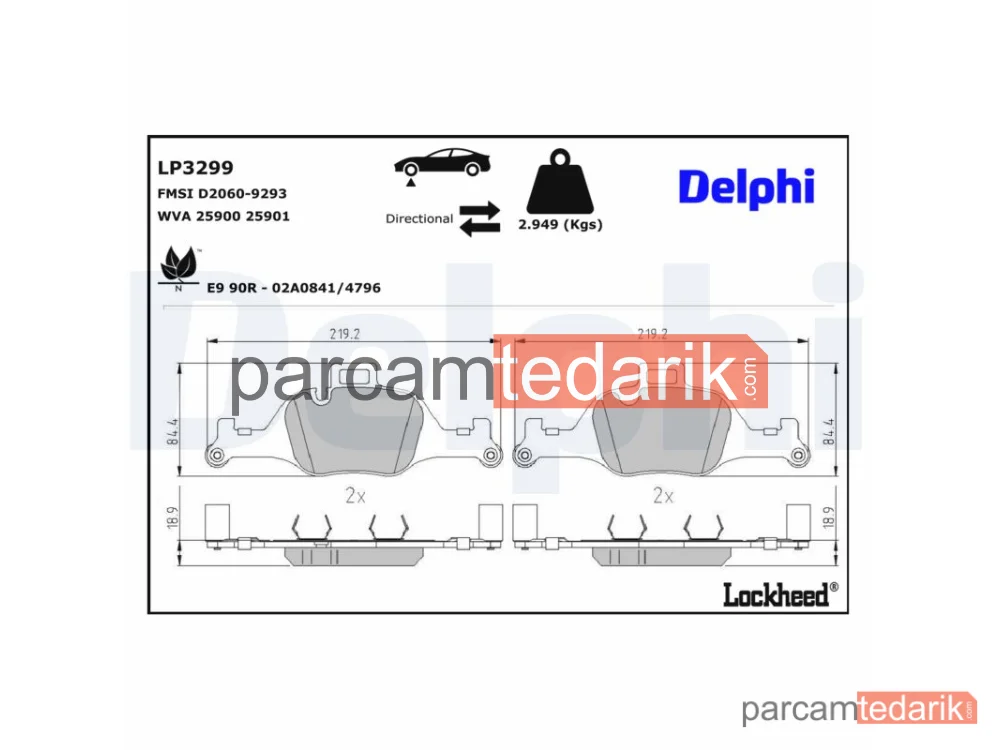 DELPHI LP3299 | Fren Balatası — BMW 3, BMW 4 Coupe, BMW 5