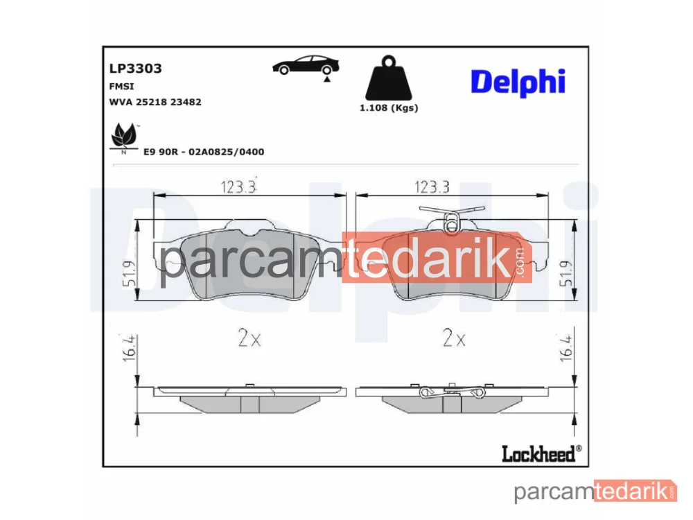 DELPHI LP3303 | Fren Balatası — Peugeot 508 I, Peugeot 508 SW I
