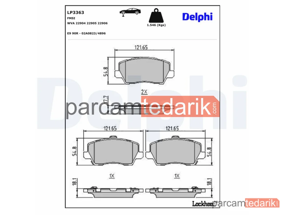 DELPHI LP3363 | Fren Balatası — Kia Picanto III