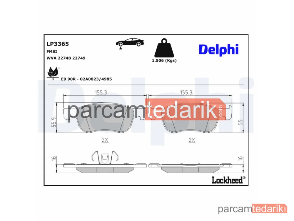 DELPHI LP3365 | Fren Balatası — Ford Fiesta VII, Ford Fiesta VII Van
