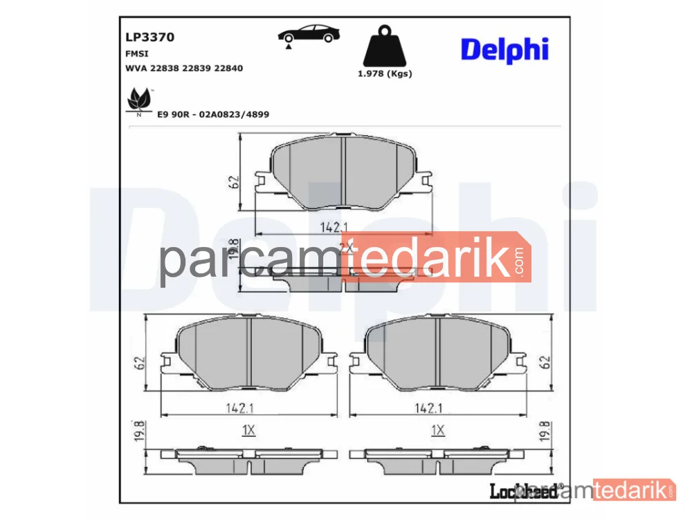 DELPHI LP3370 | Fren Balatası — Opel Insignia B Country Tourer, Opel Insignia B Grand Sport, Opel Insignia B Sports Tourer