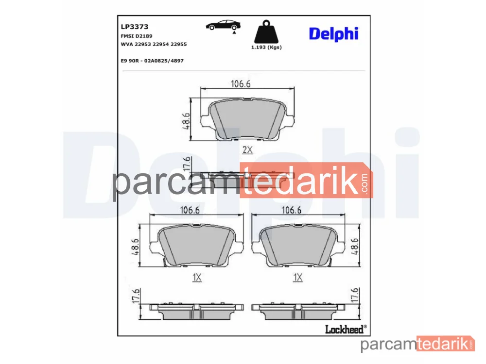 LP3373 | Fren Balatası — Opel Insignia B Country Tourer, Opel Insignia B Grand Sport, Opel Insignia B Sports Tourer