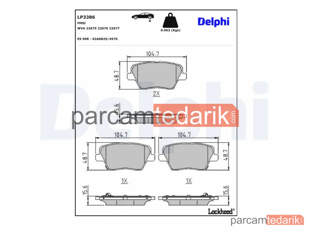 DELPHI LP3386 | Fren Balatası — Hyundai i30, Hyundai i30 Fastback, Hyundai i30 Station wagon