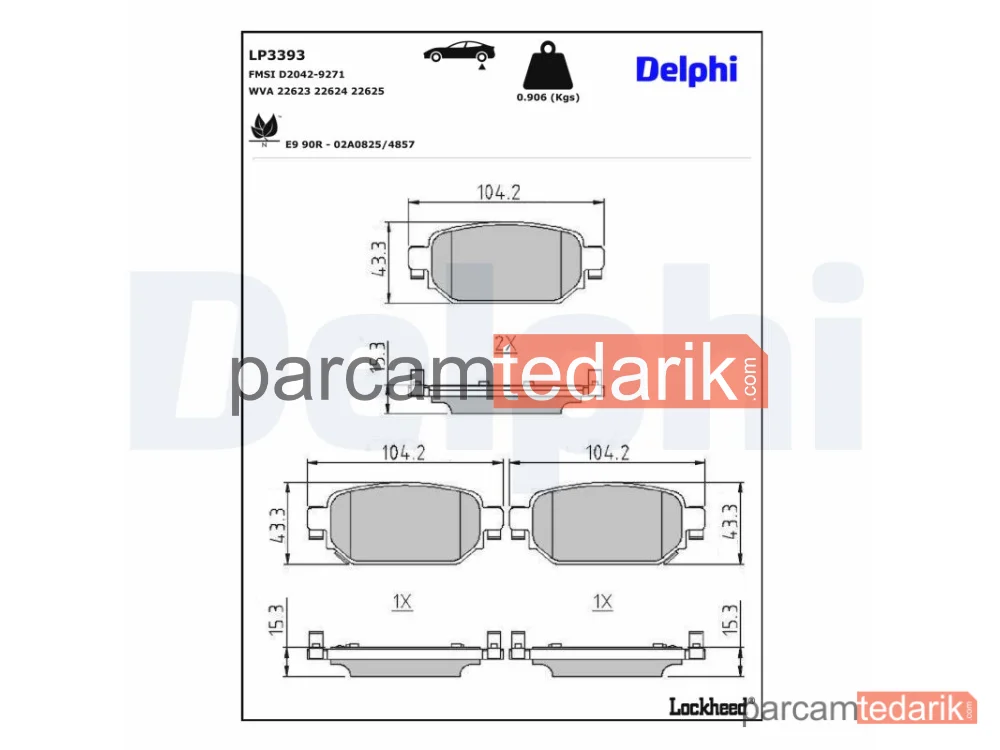 DELPHI LP3393 | Fren Balatası — Mazda 3, Mazda 3 Sedan, Mazda CX-3
