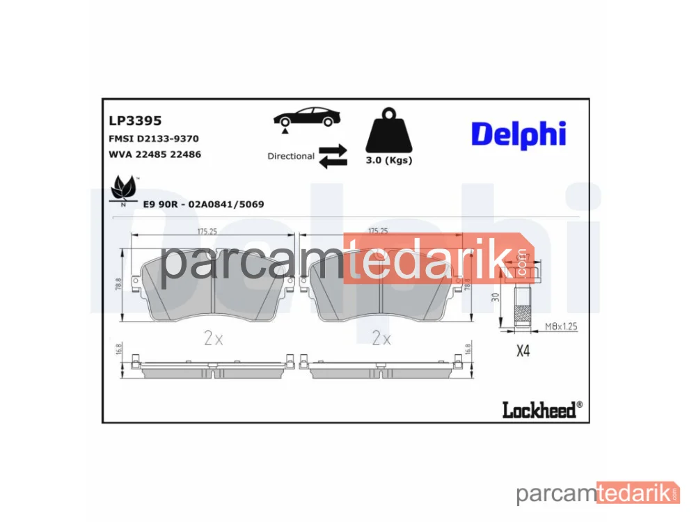 DELPHI LP3395 | Fren Balatası — Jaguar E-PACE, Land Rover Defender Station Wagon, Land Rover Defender Van