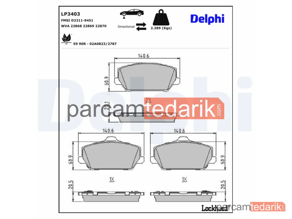 LP3403 | Fren Balatası — Hyundai i30, Hyundai i30 Fastback, Hyundai i30 Station wagon