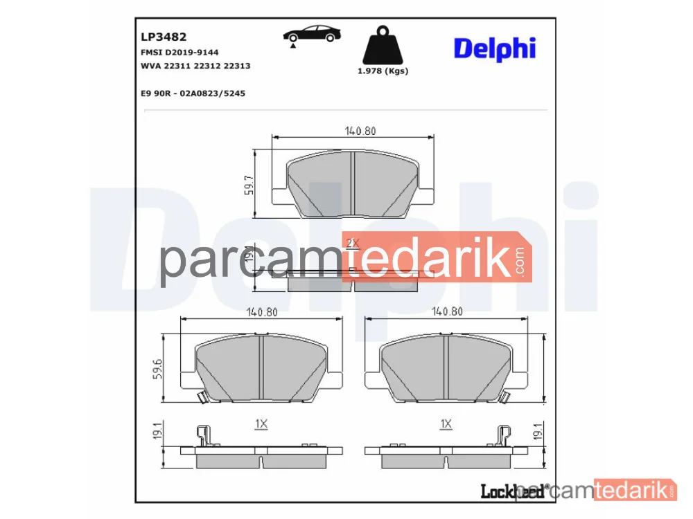 DELPHI LP3482 | Fren Balatası — Opel Insignia B Country Tourer, Opel Insignia B Grand Sport, Opel Insignia B Sports Tourer