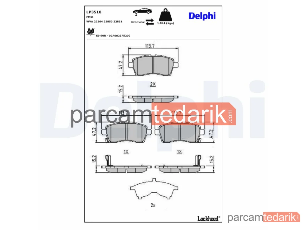 DELPHI LP3510 | Fren Balatası — Suzuki Ignis III