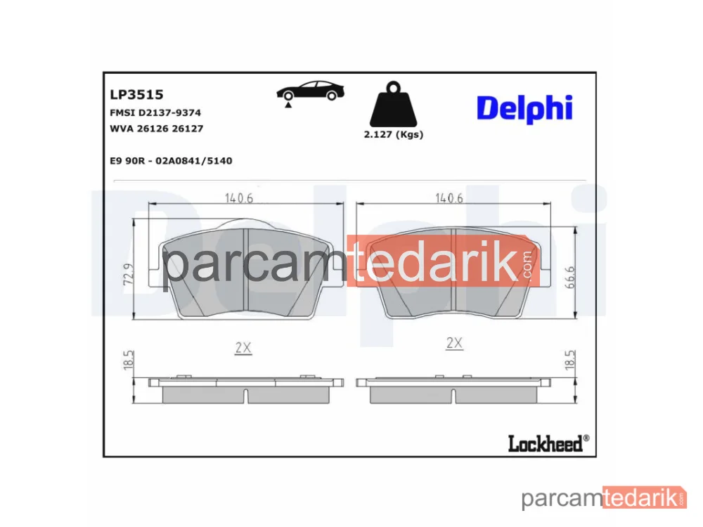 DELPHI LP3515 | Fren Balatası — Volvo XC40