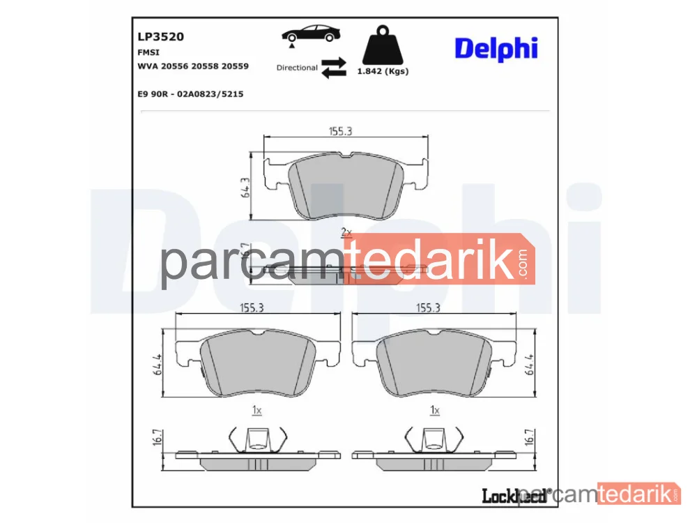 DELPHI LP3520 | Fren Balatası — Ford Focus IV, Ford Focus IV Sedan, Ford Focus IV Turnier