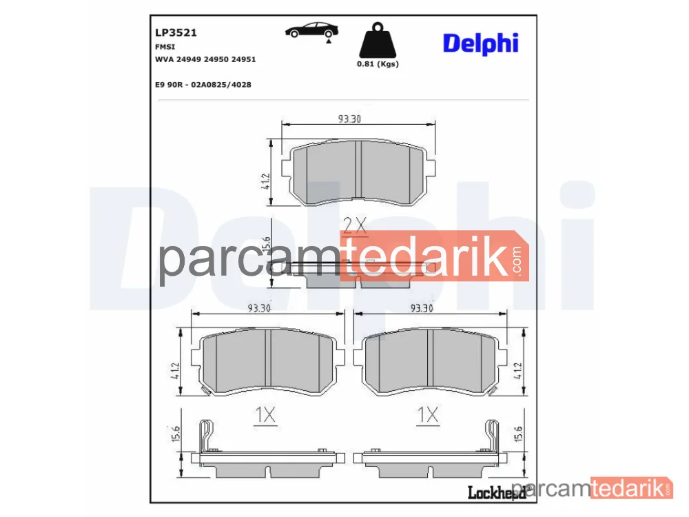 DELPHI LP3521 | Fren Balatası — Hyundai i20 I