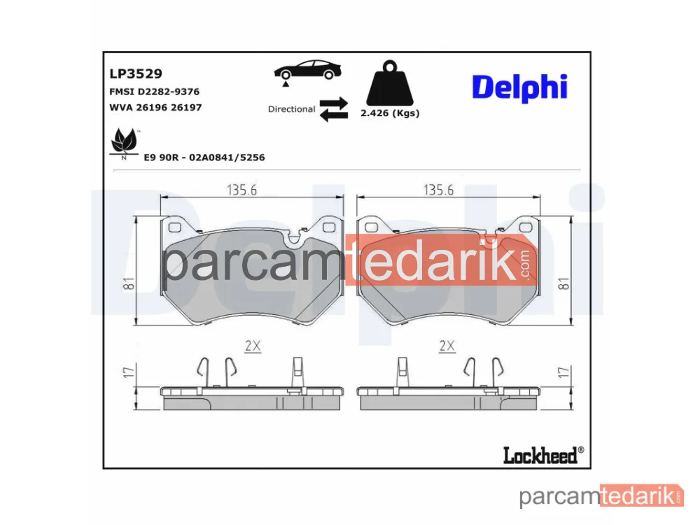 DELPHI LP3529 | Fren Balatası — Audi Q5, Audi Q5 Sportback