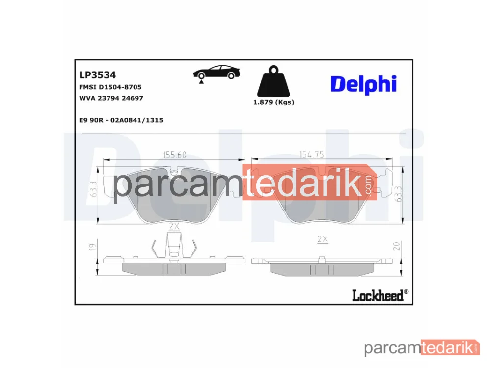 DELPHI LP3534 | Fren Balatası — BMW 5, BMW 5 Touring