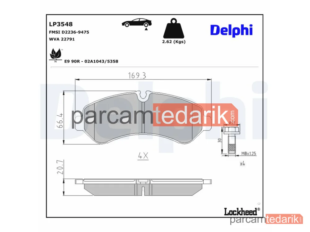 DELPHI LP3548 | Fren Balatası — Mercedes-Benz Sprinter 5-t Panelvan/Van, Mercedes-Benz Sprinter 5-t Platform şasi