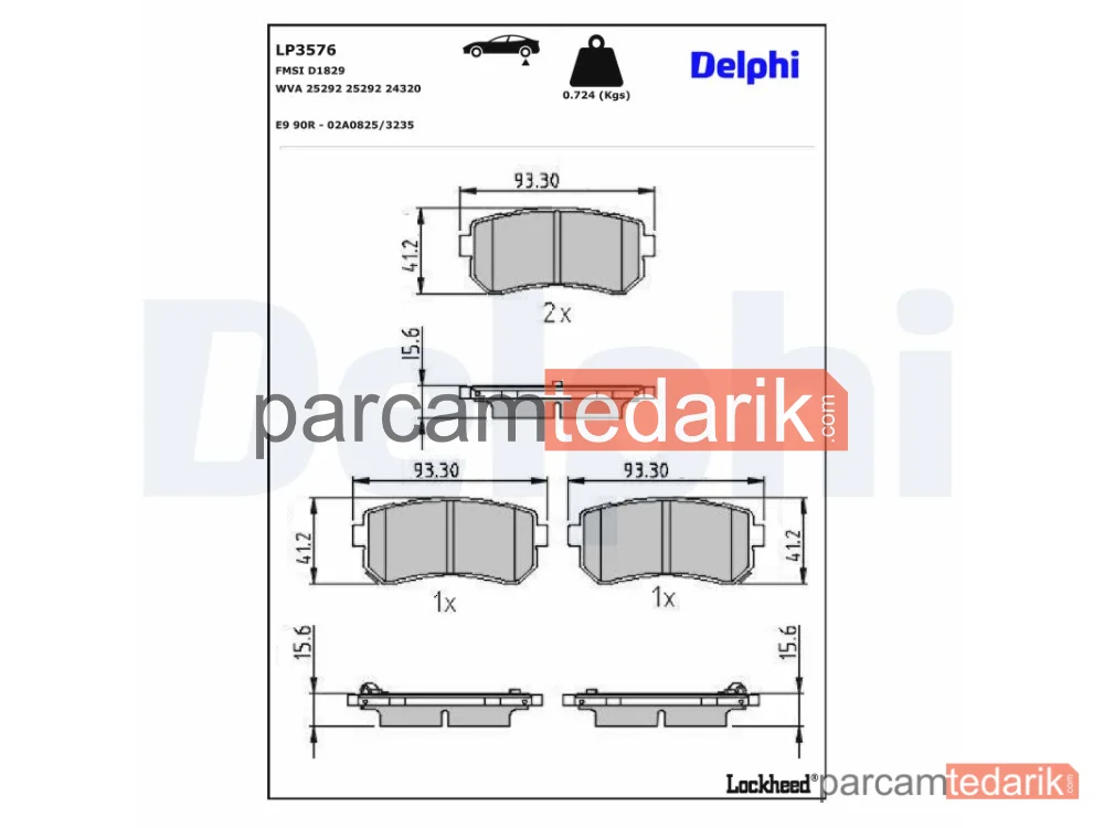 DELPHI LP3576 | Fren Balatası — Hyundai ix35, Hyundai Tucson, Kia Sportage IV