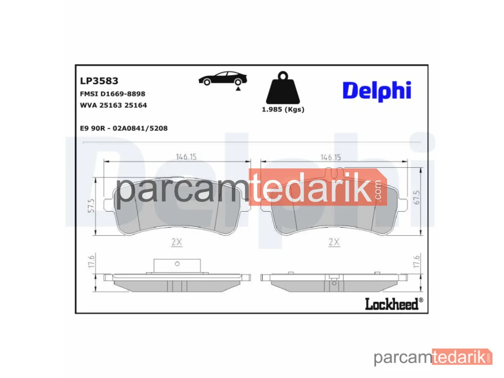 LP3583 | Fren Balatası — Mercedes-Benz AMG GT, Mercedes-Benz C-Serisi, Mercedes-Benz C-Serisi Cabrio