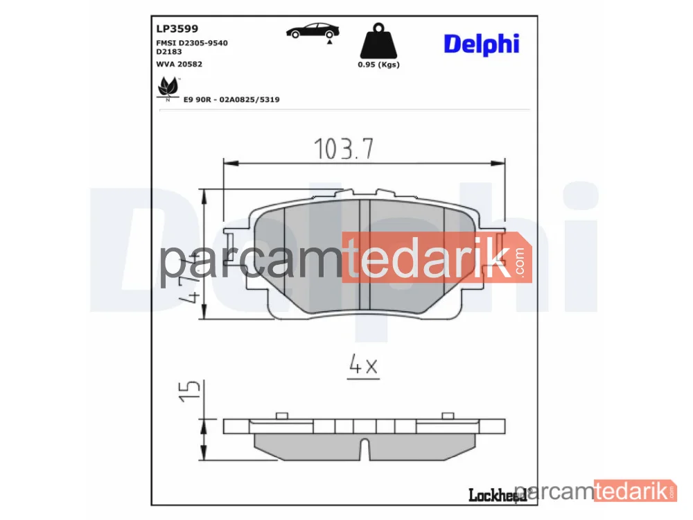 DELPHI LP3599 | Fren Balatası — Lexus RC, Toyota Highlander, Toyota RAV 4 V