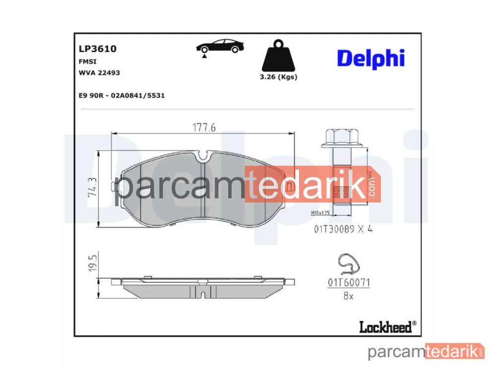 LP3610 | Fren Balatası — MAN TGE Panelvan/Van, MAN TGE Platform şasi, VW Crafter Minibüs/Otobüs
