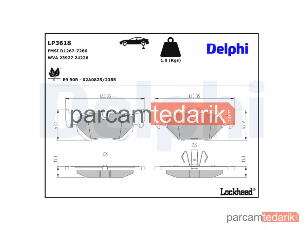 DELPHI LP3618 | Fren Balatası — BMW 1, BMW 1 Cabrio, BMW 1 Coupe