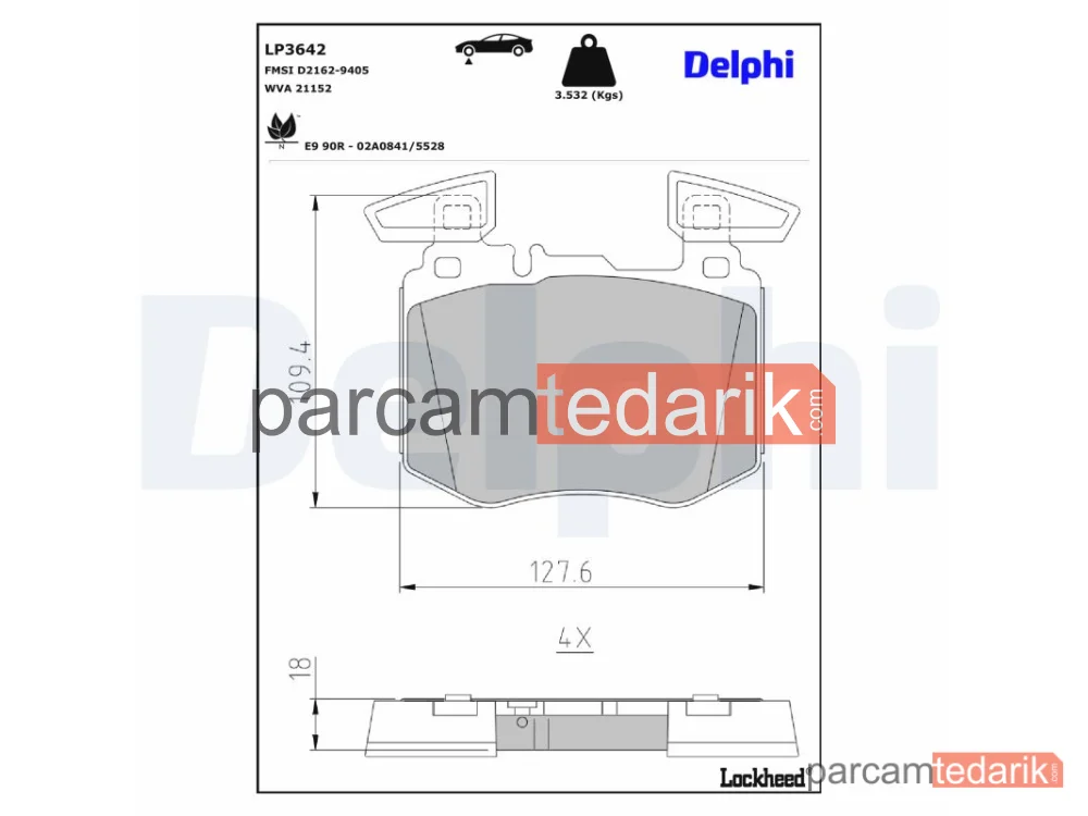 DELPHI LP3642 | Fren Balatası — Mercedes-Benz GLC, Mercedes-Benz GLC Coupe