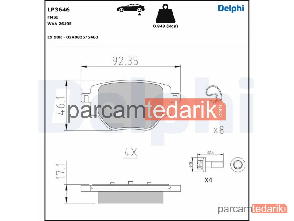 DELPHI LP3646 | Fren Balatası — Citroën C4 III, Opel Corsa F, Opel Corsa F Kasa/eğik Arka
