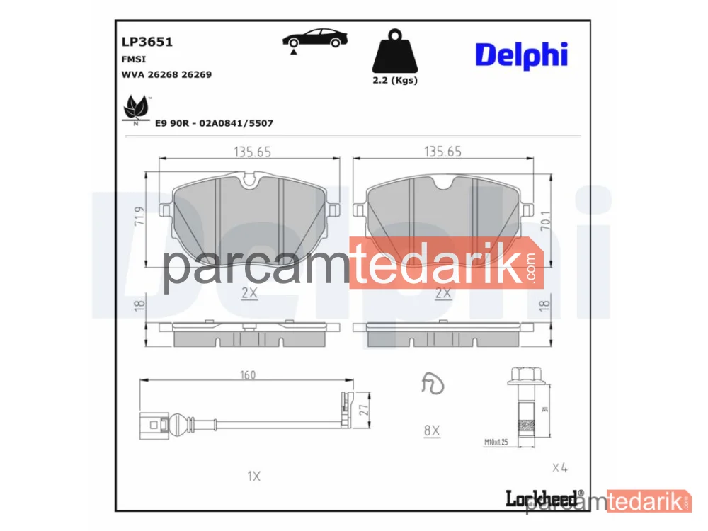 DELPHI LP3651 | Fren Balatası — VW Multivan T6, VW Transporter T6 / Caravelle T6 Minibüs/Otobüs (SGB, SGJ, SHB,, VW Transporter T6 Panelvan/Van)