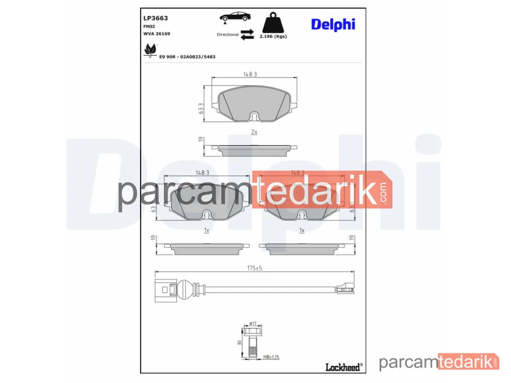 DELPHI LP3663 | Fren Balatası — Audi A3 Limousine, Audi A3 Sportback, Seat Leon