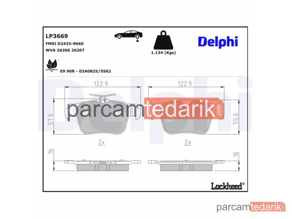 DELPHI LP3669 | Fren Balatası — Audi A3 Limousine, Audi A3 Sportback, Seat Leon
