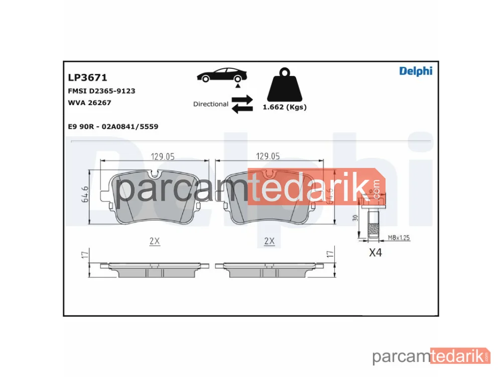 DELPHI LP3671 | Fren Balatası — Audi A6 Allroad C8, Audi A6 C8, Audi A6 C8 Avant