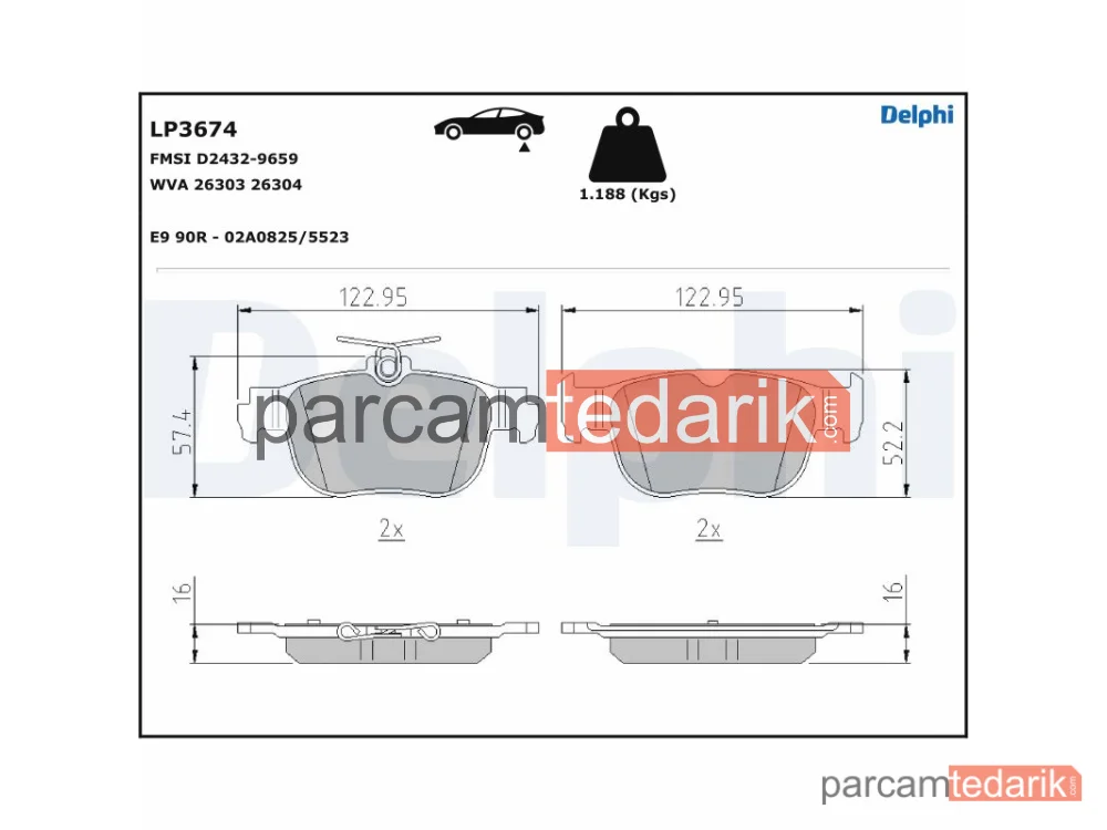 DELPHI LP3674 | Fren Balatası — Audi A3 Limousine, Audi A3 Sportback, Cupra Formentor