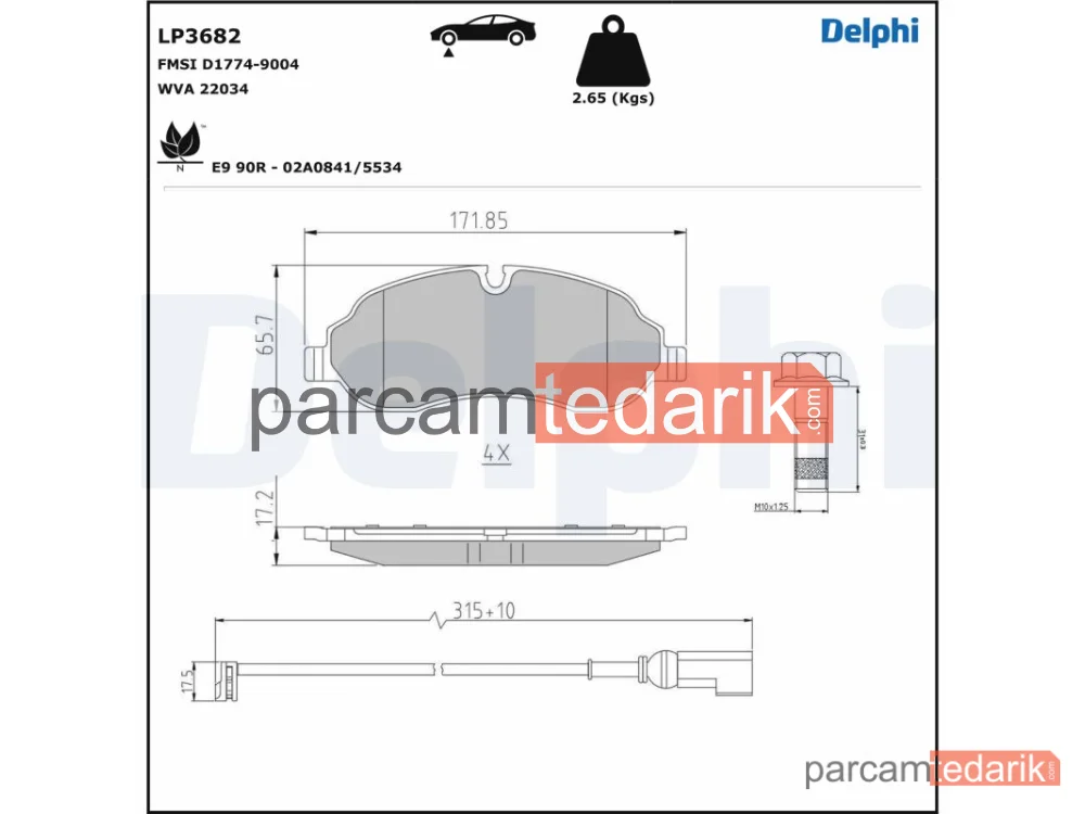 DELPHI LP3682 | Fren Balatası — Ford Tourneo Custom V362 Minibüs/Otobüs, Ford Transit Custom V362 Minibüs/Otobüs, Ford Transit Custom V362 Panelvan/Van