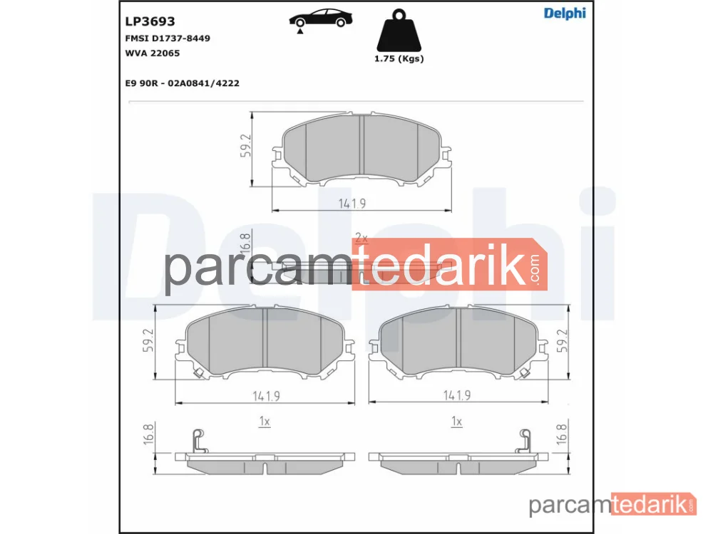 DELPHI LP3693 | Fren Balatası — Nissan Qashqai II, Nissan X-Trail III, Renault Koleos II