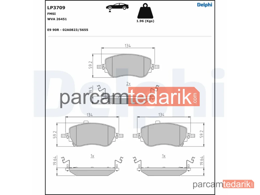 DELPHI LP3709 | Fren Balatası — Fiat Egea Hatchback, Fiat Egea Sedan, Fiat Egea Station wagon