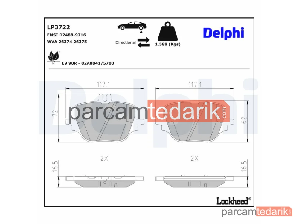 LP3722 | Fren Balatası — Mercedes-Benz C-Serisi T-Model, Mercedes-Benz GLC Coupe, Mercedes-Benz S-Serisi