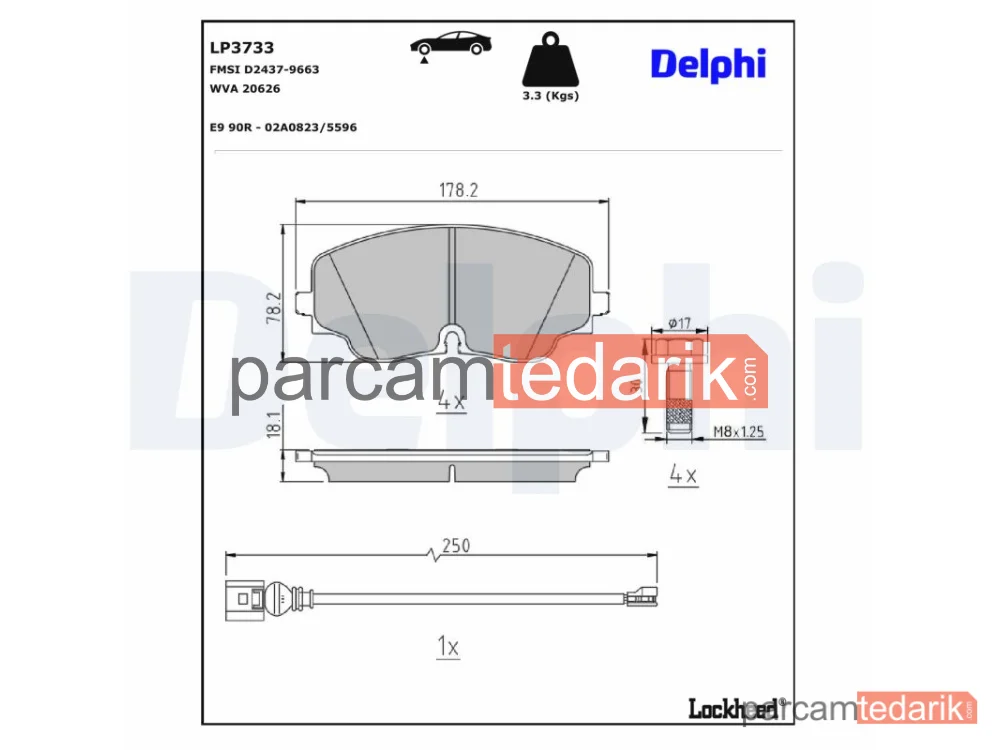 DELPHI LP3733 | Fren Balatası — Audi A3 Limousine, Audi A3 Sportback, VW Golf VIII