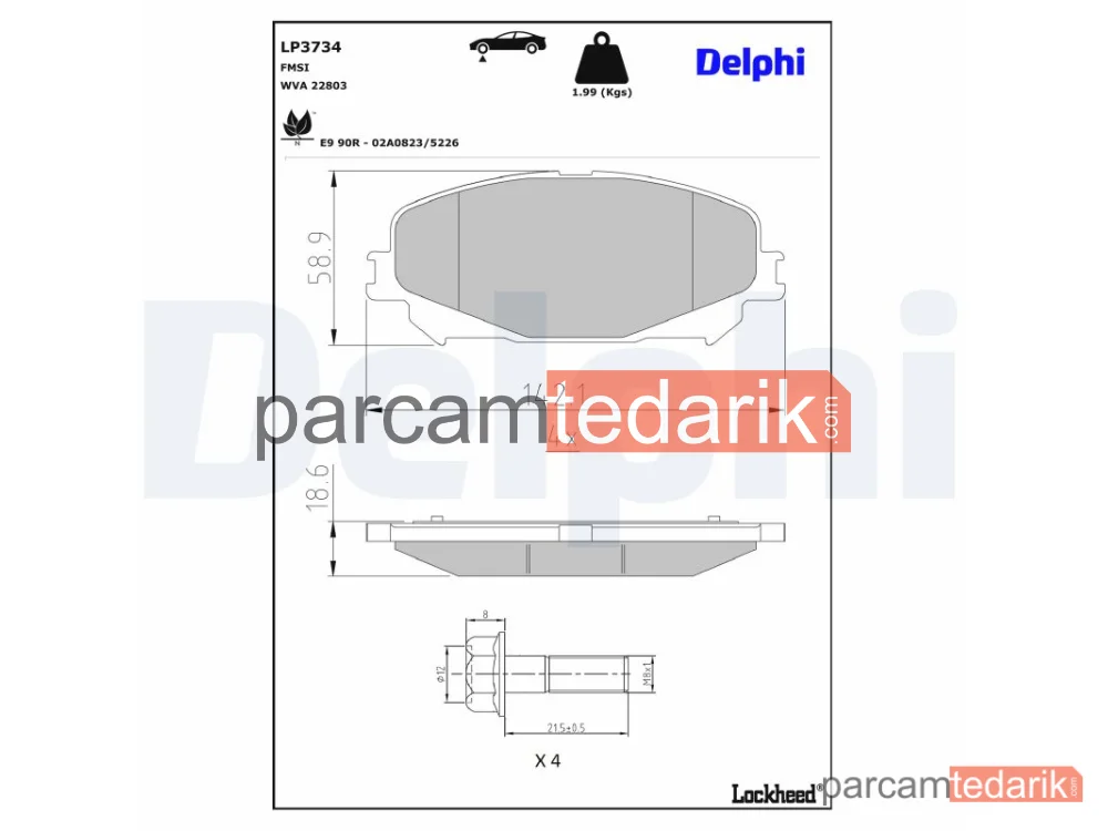 DELPHI LP3734 | Fren Balatası — Renault Arkana I, Renault Captur II, Renault Espace V