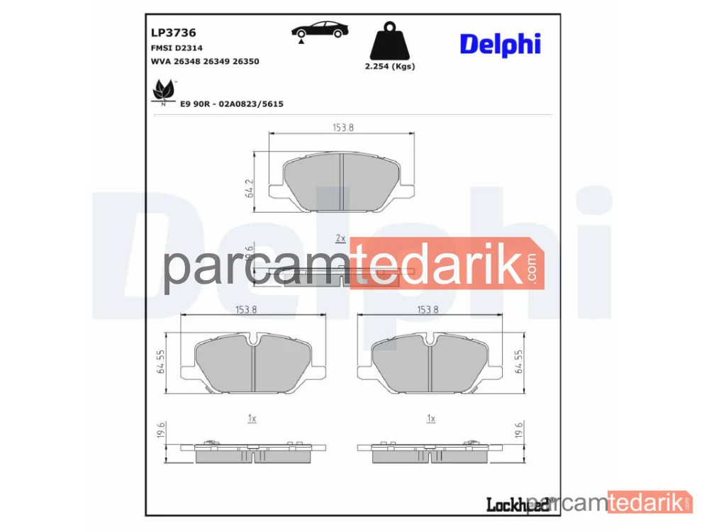 DELPHI LP3736 | Fren Balatası — Opel Insignia B Country Tourer, Opel Insignia B Grand Sport, Opel Insignia B Sports Tourer