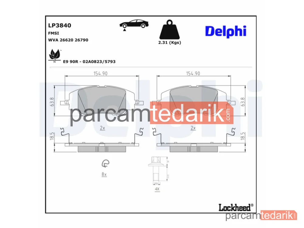 DELPHI LP3840 | Fren Balatası — Citroën C4 III, Citroën C4 X, DS DS 3 / DS 3 Crossback