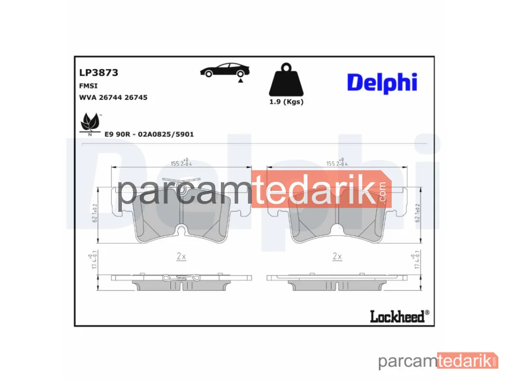 DELPHI LP3873 | Fren Balatası — Arka VW Multivan